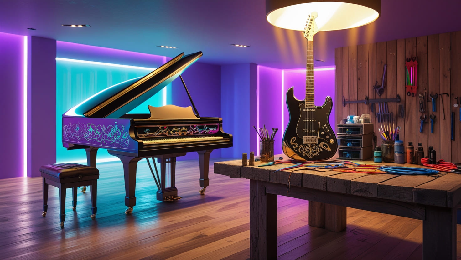 Projetos de arte e customização para instrumentos elétricos restaurados